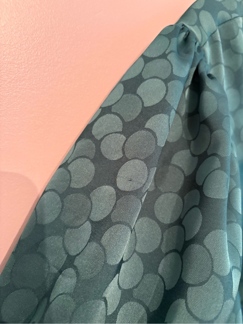 ModCloth women's Green Polka Dot Puff Sleeve jacquard Mini Dress size 2XL - Picture 5 of 11